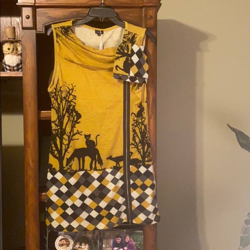 Cat Print Sweater Dress/Tunic